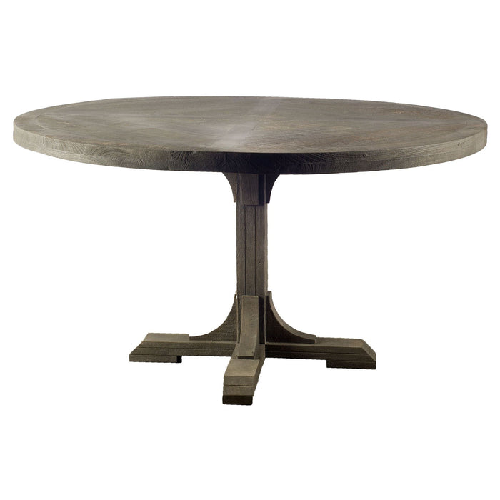 54" Rounded Solid Wood Pedestal Base Dining Table - Brown