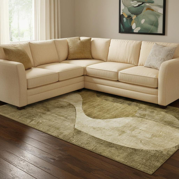 8' X 10' Abstract Washable Area Rug With UV Protection (653156) - Brown / Beige