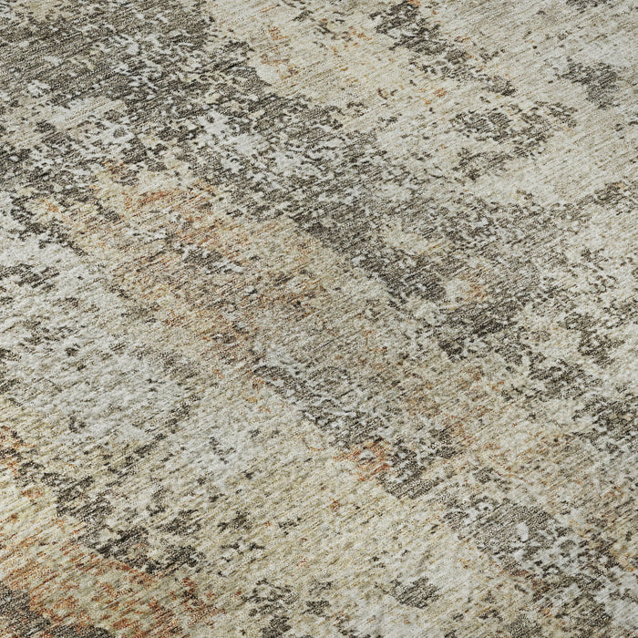10' X 14' Abstract Washable Area Rug With UV Protection (687107) - Terra Cotta / Brown / Gray