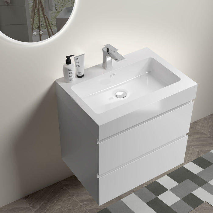 Giga Alice wall-mounted bathroom vanity with large storage and one-piece sink basin, modern floating design, no drain or faucet included.