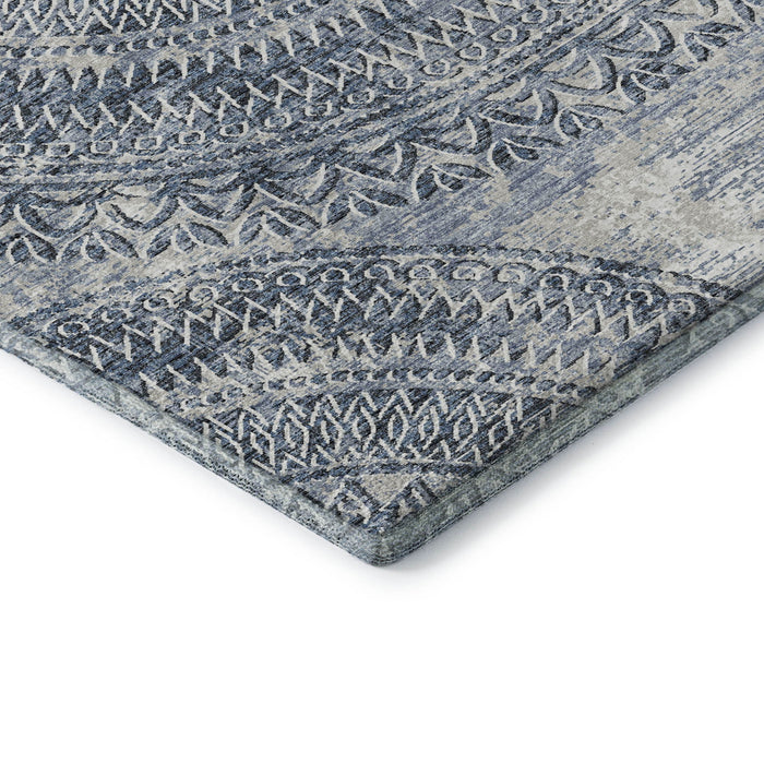 3' X 5' Medallion Washable Area Rug With UV Protection (644905) - Blue / Ivory