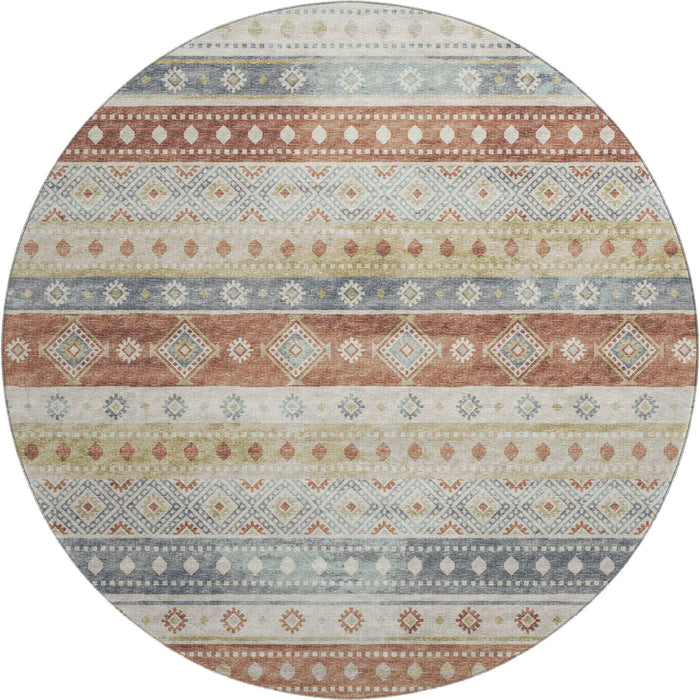 8' Tribal Washable Round Rug With UV Protection - Desert Sand