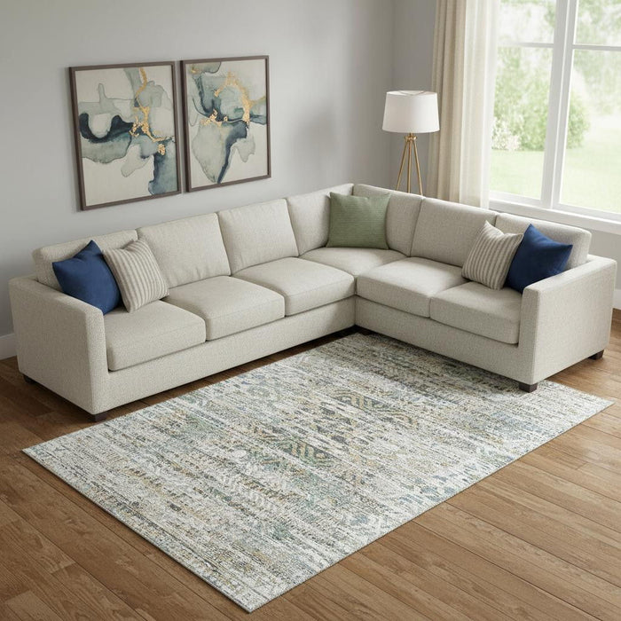10' X 14' Moroccan Washable Area Rug With UV Protection (710520) - Ivory / Beige / Charcoal