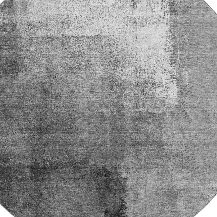 8' Abstract Washable Round Rug With UV Protection - Gray And Charcoal