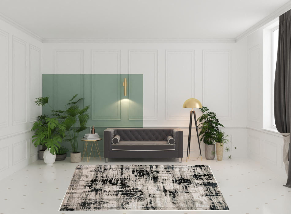 8' x 10' Area Rug - Black White And Gray