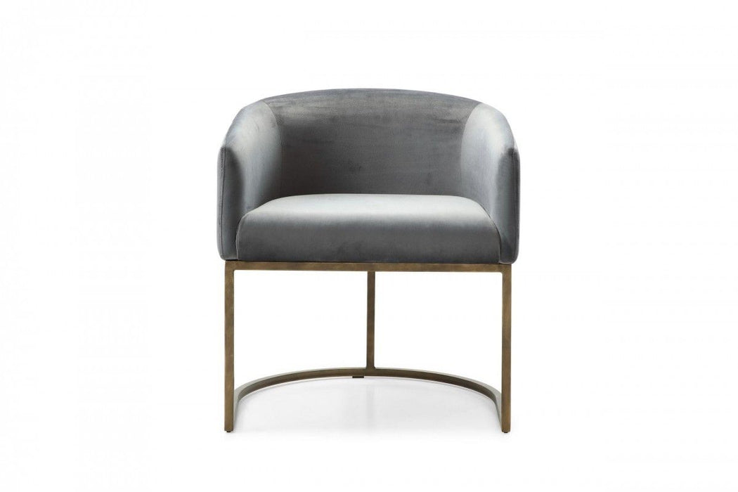 Modern Upholstered Velvet Dining Arm Chair - Gray