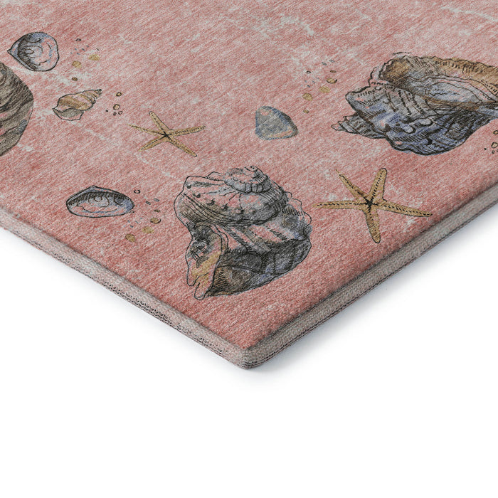 9' X 12' Geometric Washable Area Rug With UV Protection (646060) - Peach / Gray / Ivory