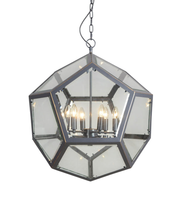 Unique Statement Six Light Metal Chandelier With Shades - Clear