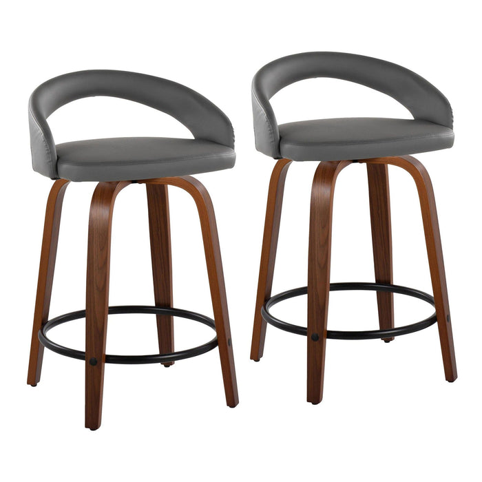 Grotto - 31" Upholstered Fixed-Height Counter Stool (Set of 2) - Walnut Wood Base