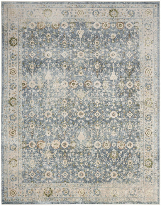 7' X 9' Floral Distressed Area Rug (556356) - Blue