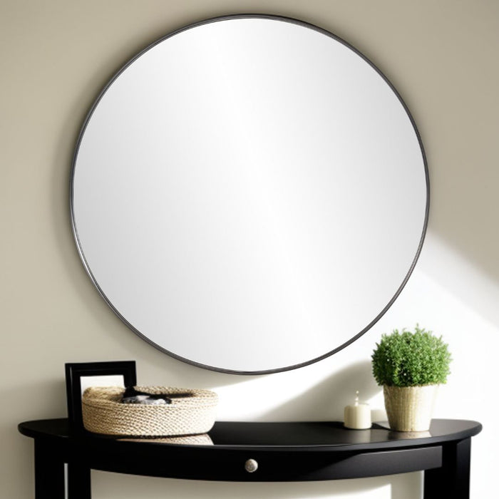 36" Round Framed Accent Mirror - Black
