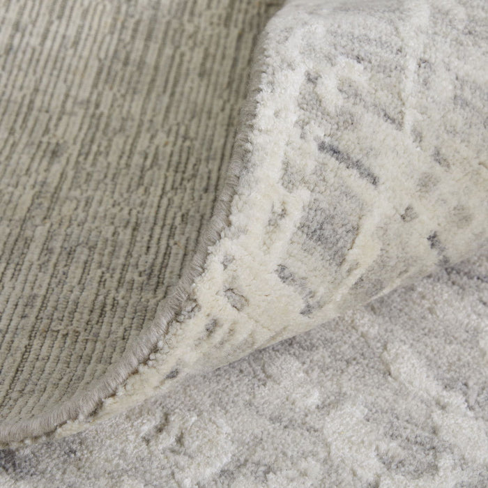 3' x 5' Abstract Hand Woven Worn Faded Area Rug - Ivory And Gray