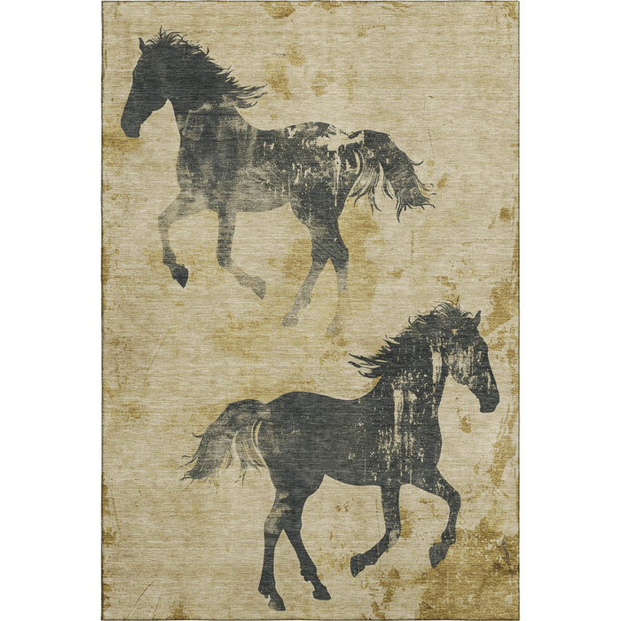10' X 14' Animal Print Washable Area Rug With UV Protection (698968) - Gold / Charcoal