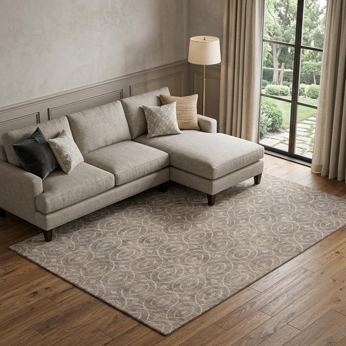 10' X 14' Geometric Washable Area Rug With UV Protection (691878) - Coffee / Beige