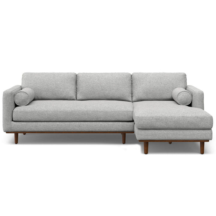 Mid-Century Sofa With Brown Legs - Gray