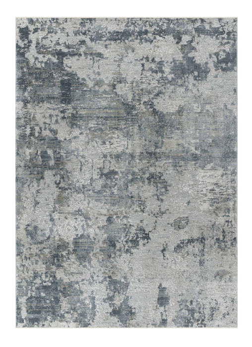 9' x 12' Abstract Power Loom Distressed Area Rug - Blue And Gray