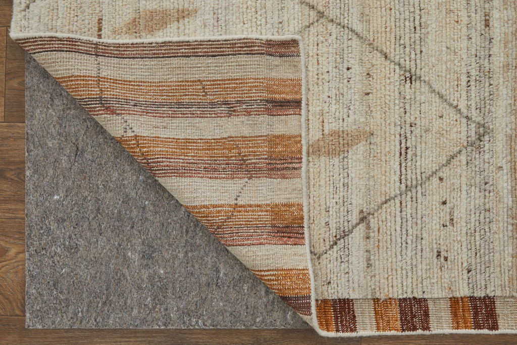 9' X 13' Wool Moroccan Hand Knotted Area Rug (567292) - Ivory / Tan
