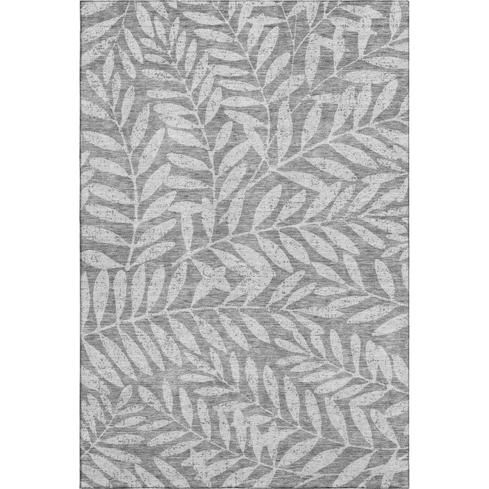 10' X 14' Floral Washable Area Rug With UV Protection (671450) - Gray / Silver