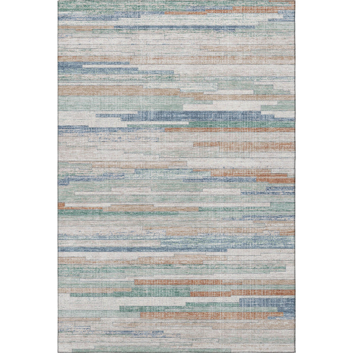 10' X 14' Striped Washable Area Rug With UV Protection (710598) - Linen / Copper / Ivory