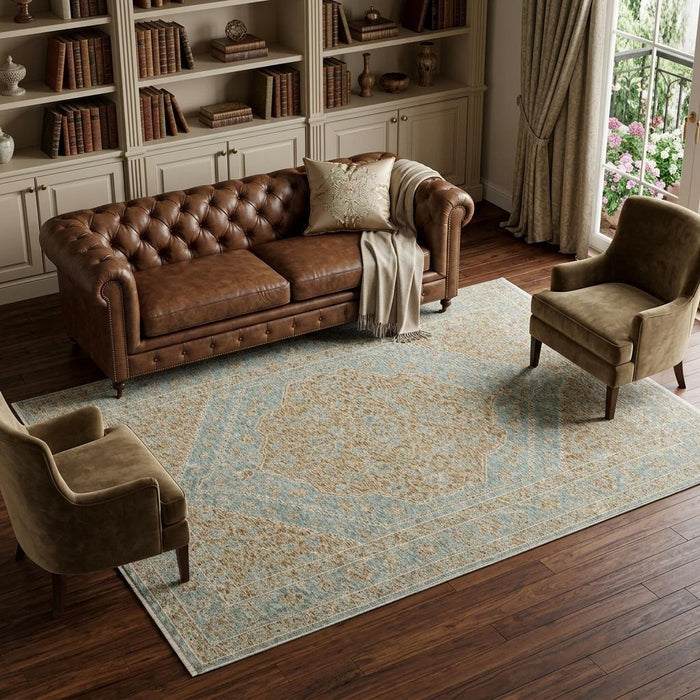 8' X 11' Medallion Area Rug With Fringe (575126) - Brown