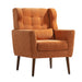 Giga modern upholstered accent arm chair with wooden legs, soft padding, and pillow, ideal for living room or bedroom seating.