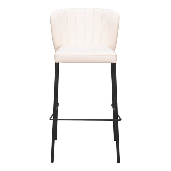 Faux Leather And Steel Bar Height Bar Chairs (Set of 2) - Cream And Black