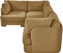 Velvet performance fabric upholstered 4-piece stationary sectional sofa by Meridian Furniture showing plush cushions and modern design.