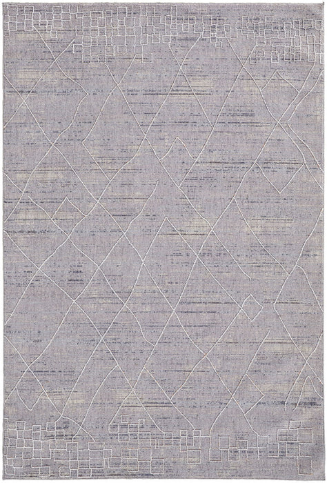 12' x 15' Striped Power Loom Distressed Stain Resistant Area Rug - Gray