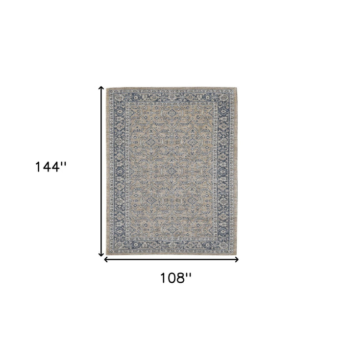9' X 12' Wool Medallion Hand Woven Area Rug - Gold