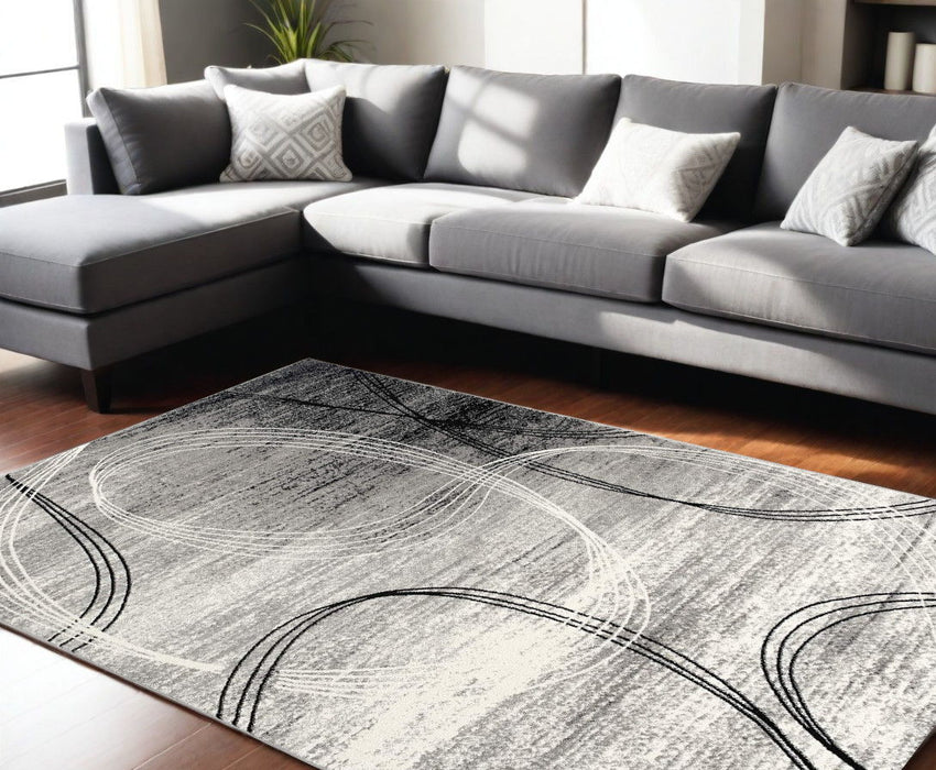 8' x 10' Abstract Dhurrie Area Rug - Gray