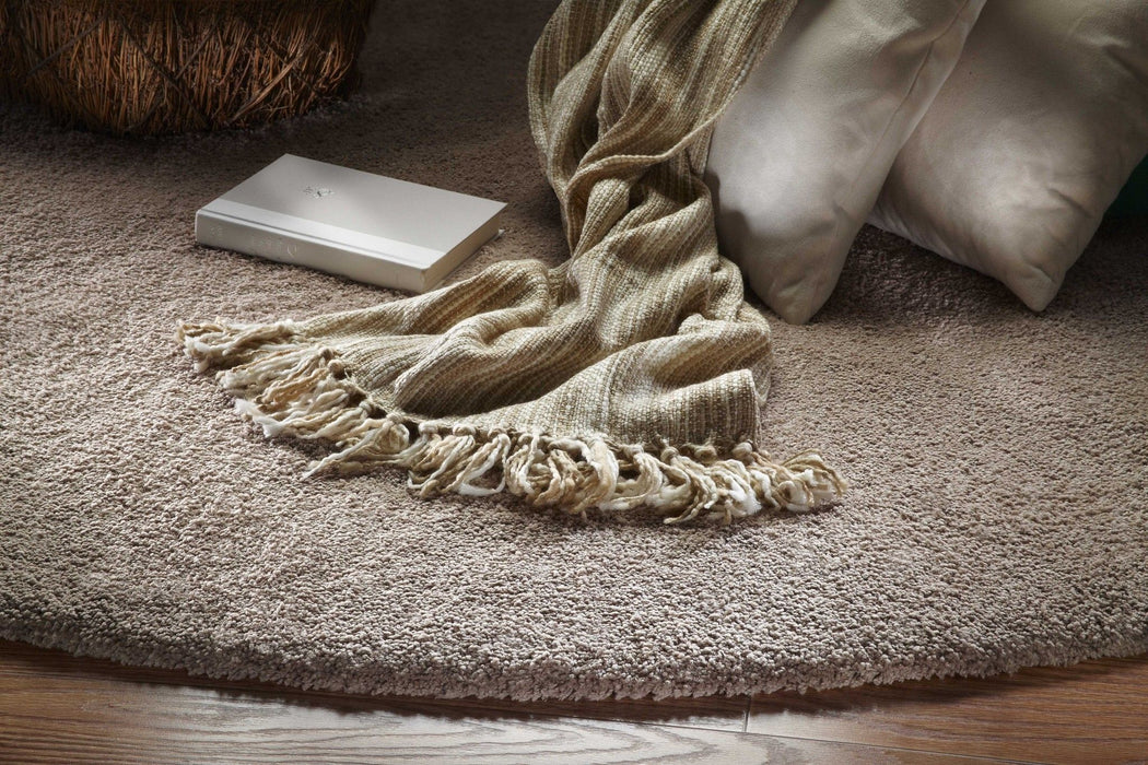 8' x 11' Shag Area Rug - Solid Tan Beige