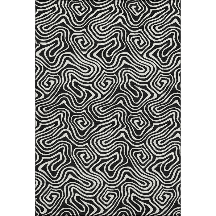 10' X 14' Abstract Washable Area Rug With UV Protection (680843) - Black / Ivory