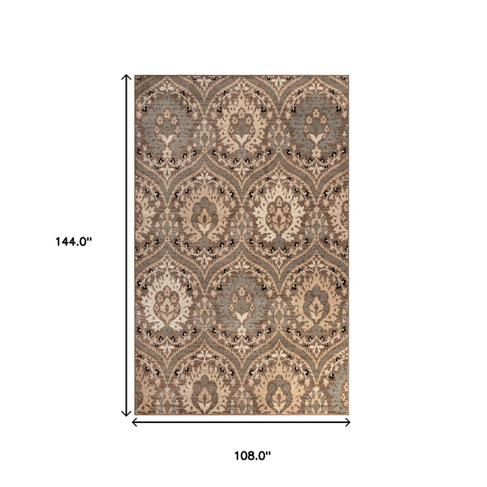 9' x 12' Floral Power Loom Stain Resistant Area Rug - Light Blue