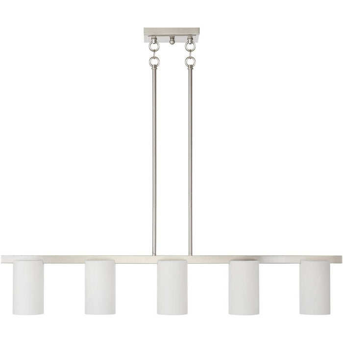Dimmable Five Light Chandelier With Shades - Nickel