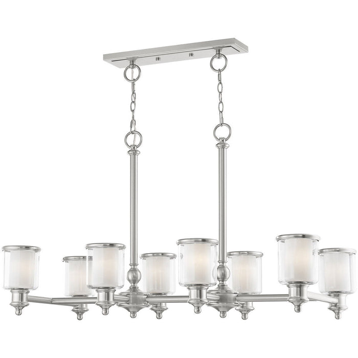 24'' Eight Light Dimmable Chandelier With Shades - Nickel