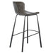 Set of two gray and black steel low back bar height chairs by HomeRoots, featuring sleek metal frames and comfortable seating.