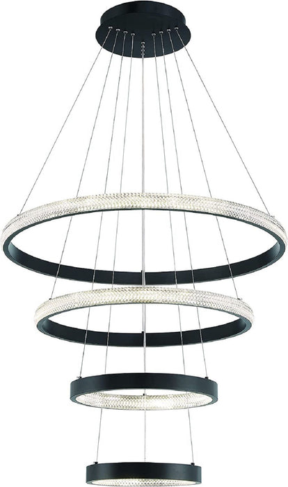 Candle Style Four Light Metal LED Dimmable Chandelier - Black
