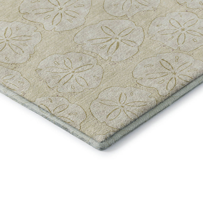 10' X 14' Geometric Washable Area Rug With UV Protection (646079) - Sand / Ivory