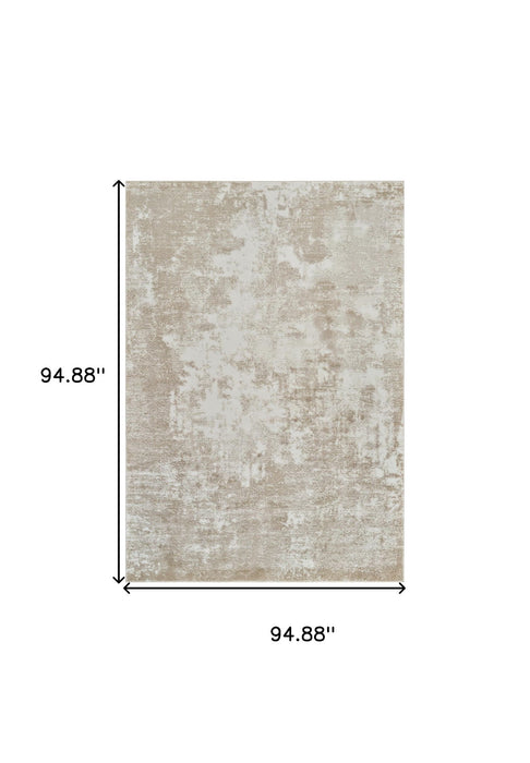 8' x 11' Modern Abstract Distressed Area Rug - Cream And Beige