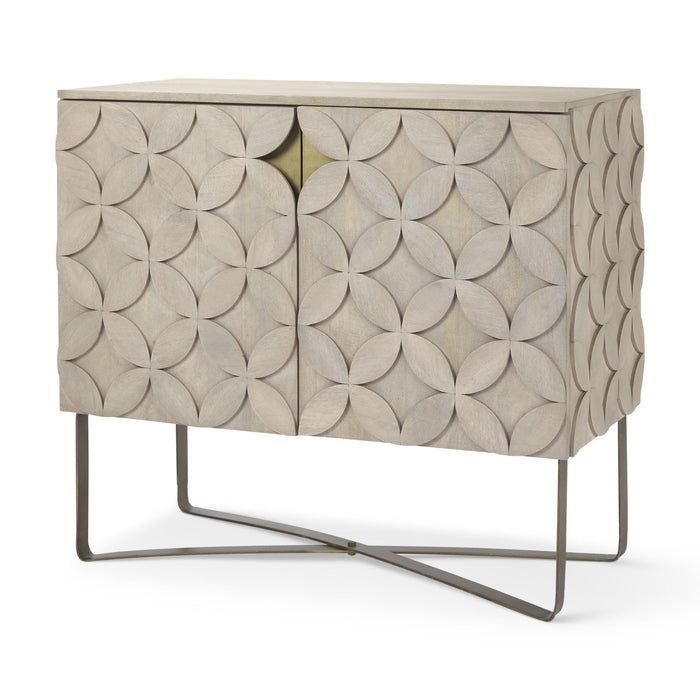 Accent Cabinet With Two Doors - Brown / Gold