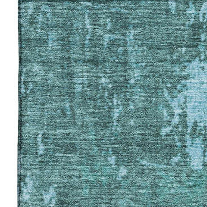 10' X 14' Abstract Washable Area Rug With UV Protection (707647) - Teal / Gray