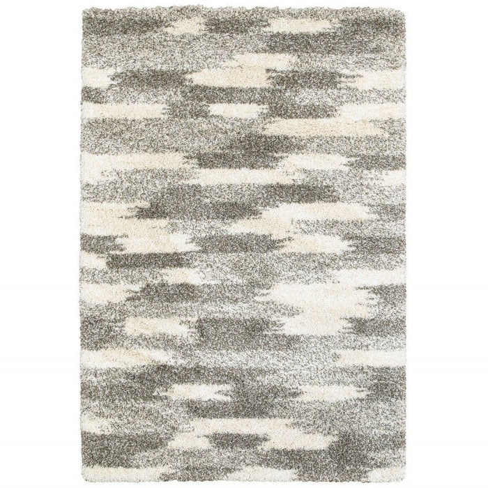 8' x 11' Geometric Pattern Area Rug - Gray And Ivory