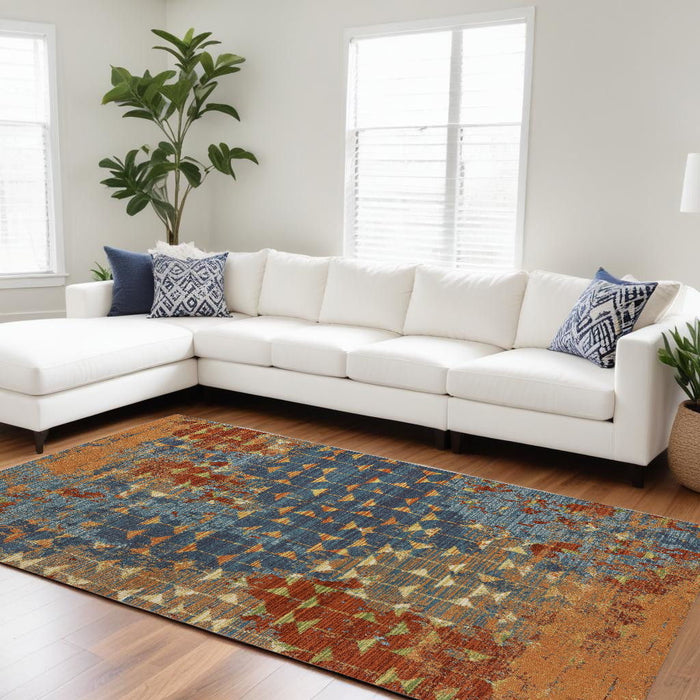 7' x 10' Area Rug - Blue And Orange