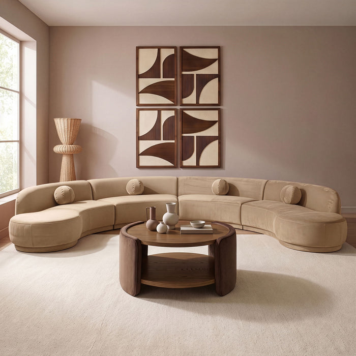Meridian Furniture Avra velvet sectional sofa in deep green with plush upholstery and modern design for living room comfort.
