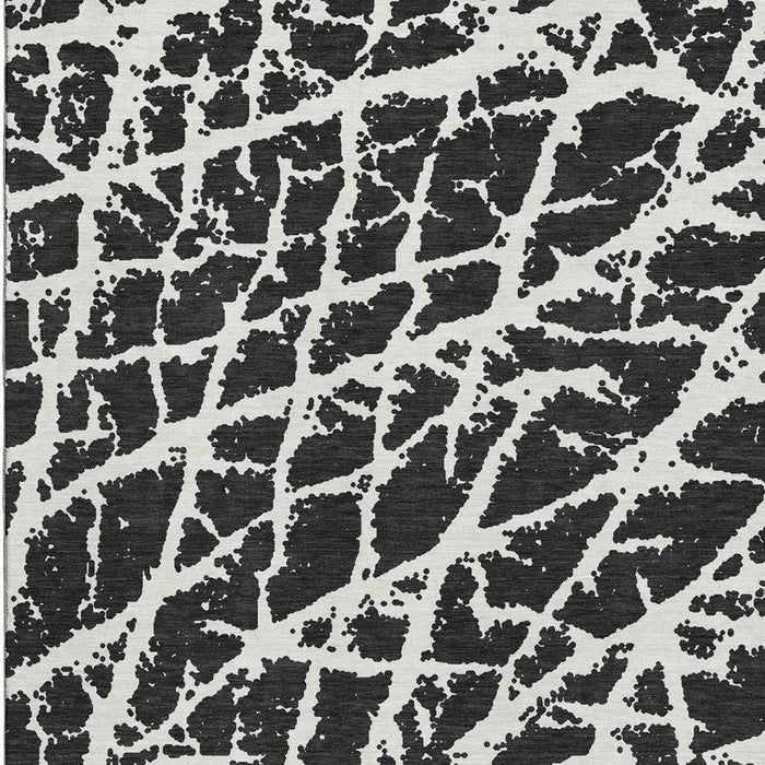 10' X 14' Abstract Washable Area Rug With UV Protection (646524) - Black / Ivory