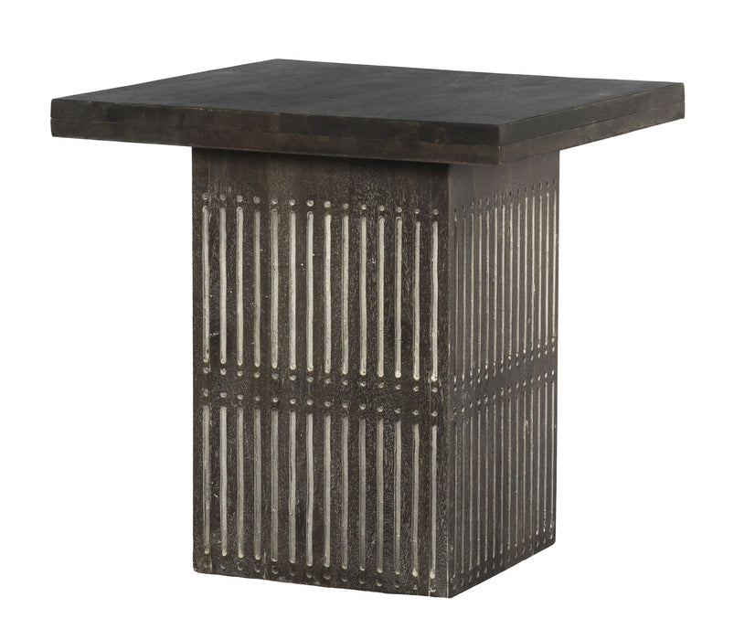 Solid Wood Square End Table - Antique Brown