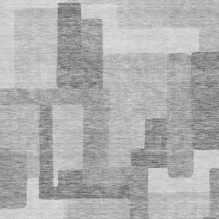 10' X 14' Abstract Geometric Washable Area Rug With UV Protection - Silver And Gray