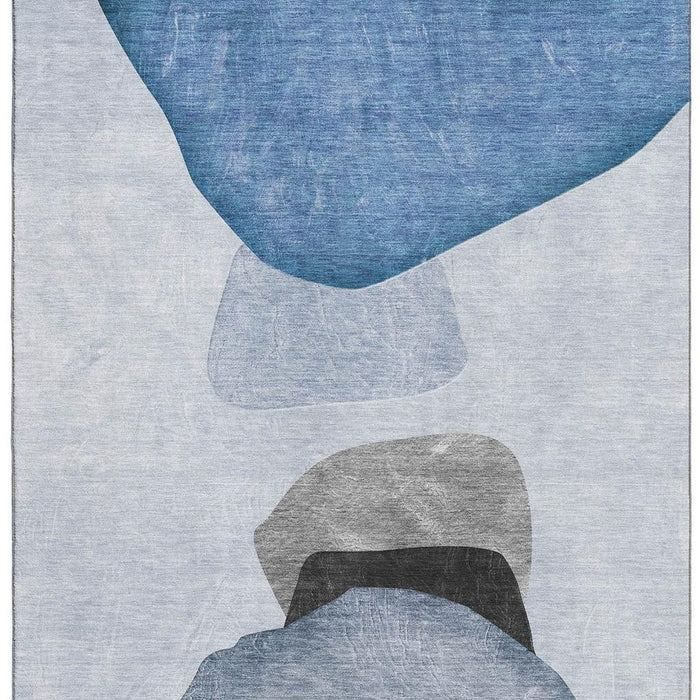 9' X 12' Abstract Washable Area Rug With UV Protection (648465) - Blue / Gray
