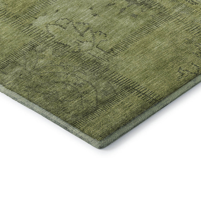 8' X 10' Patchwork Washable Area Rug With UV Protection (656152) - Fern Green / Gray