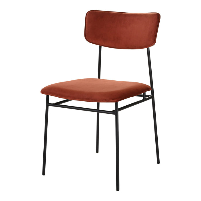 Upholstered Fabric Open Back Dining Side Chairs (Set of 2) - Amber / Black